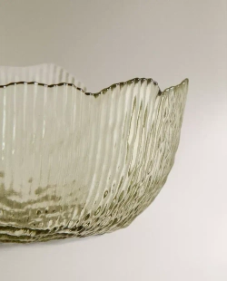 ZARA HOME СТЕКЛЯННАЯ САЛАТНИЦА С РЕЛЬЕФНОЙ ДЕТАЛЬЮ, ЗЕЛЕНЫЙ