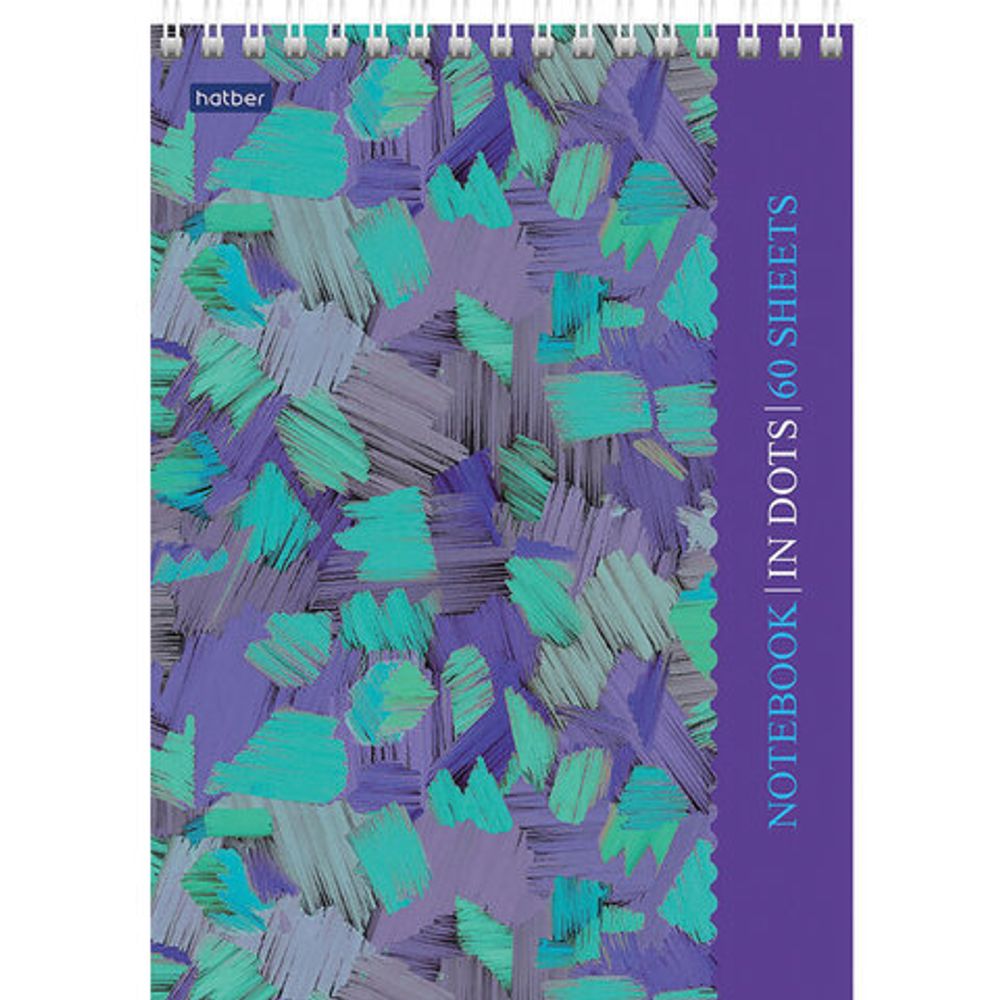 Блокнот А5 (146х205 мм) 60 л., гребень, лакированный, подложка, в точку, HATBER Premium, Мозаика, B331859, 60Б5A9гр