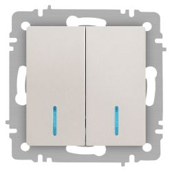 Выключатель Intro Accent 6-105-06 двойной с подсветкой, 10А-250В, IP20, СУ, AL/CU, перламутр | Intro