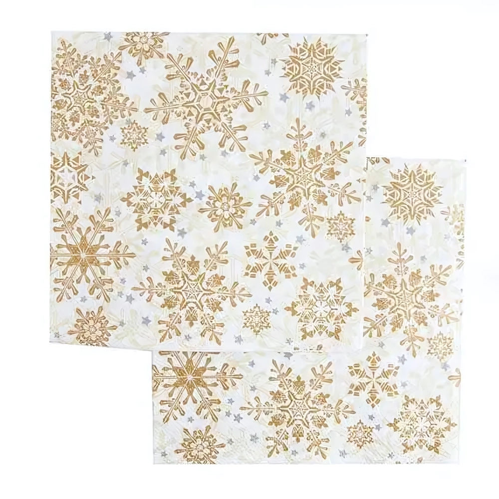 Салфетки бумажные 33*33 Home Collection Classic Золотые снежинки на бежевом, 3 сл., 20л