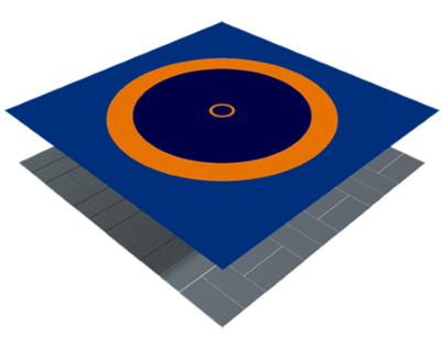 Ковер для борьбы c расцветкой UWW и матами Start 4х4м, толщина 4 см, крепление карманы