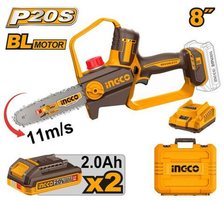 Аккумуляторная бесщеточная цепная пила INGCO CGSLI20882 20 В 8"