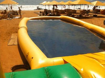 Надувная водная горка с бассейном «Карибы», 21*7*10 м