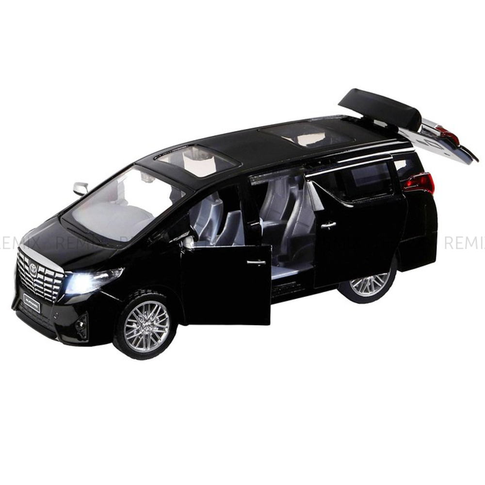 Машина металлическая Toyota Alphard, 1:29, открываются передние двери, световые и звуковые эффекты, цвет чёрный