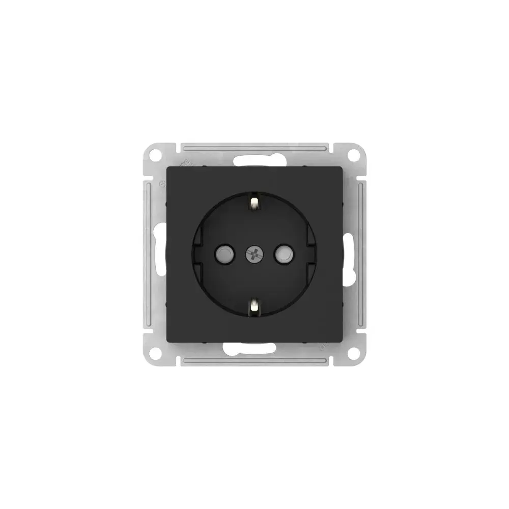 ATLASDESIGN РОЗЕТКА с заземлением со шторками, 16А, механизм, быстрозажим. клем., КАРБОН