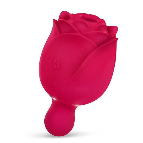 Малиновый вибростимулятор в форме бутона со стебельком Bior Toys Viva Rose RT-34011