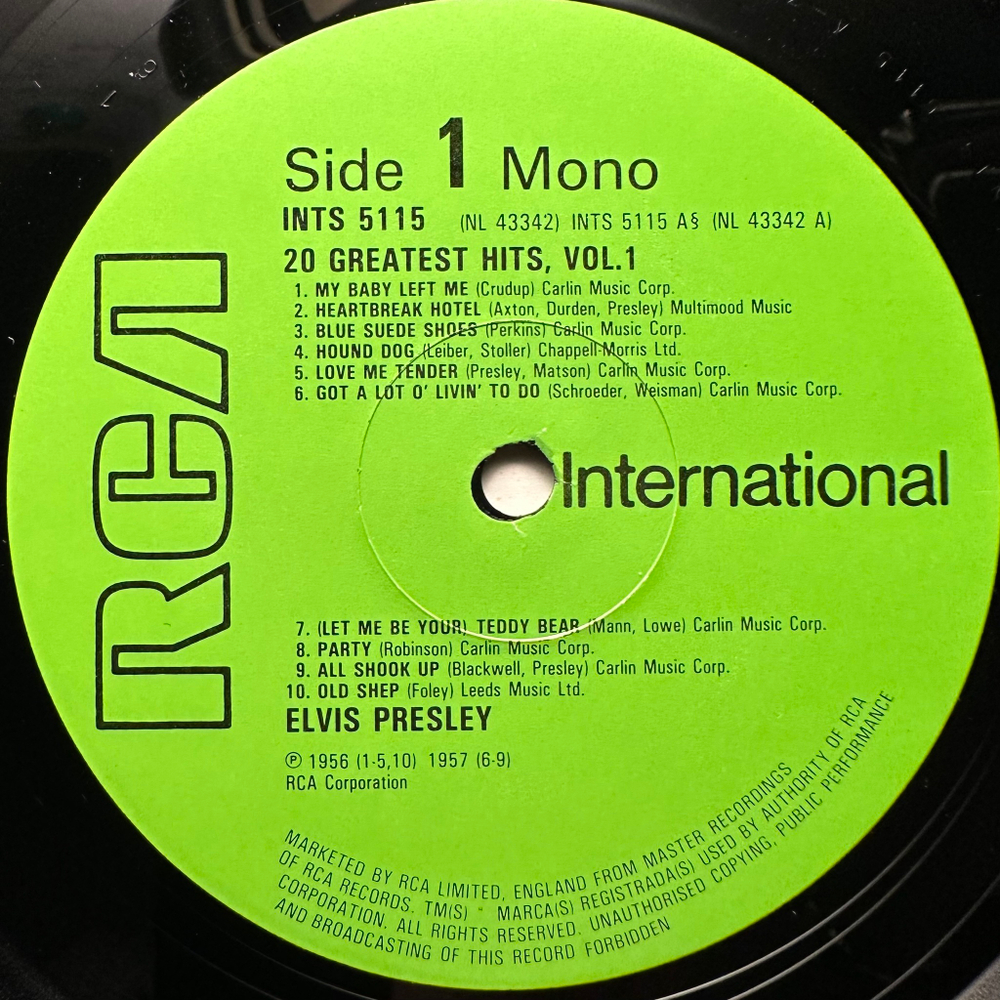 Elvis Presley - 20 Greatest Hits Vol. 1 (Англия 1981г.)