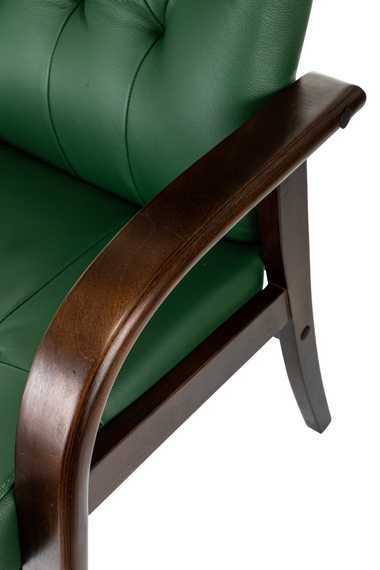 Кресло Бюрократ T-9928WALNUT-CF зеленый кожа на ножках дерево