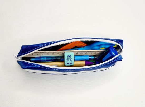 Школьный пенал с 2 отделениями, сиреневый, 11 предметов