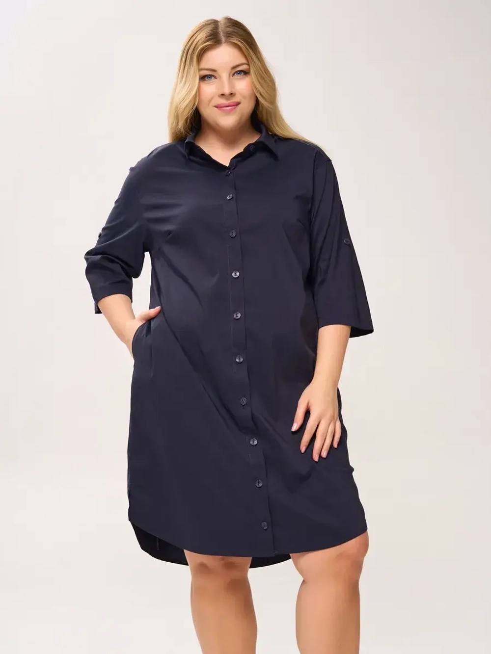 Платье-рубашка с карманами