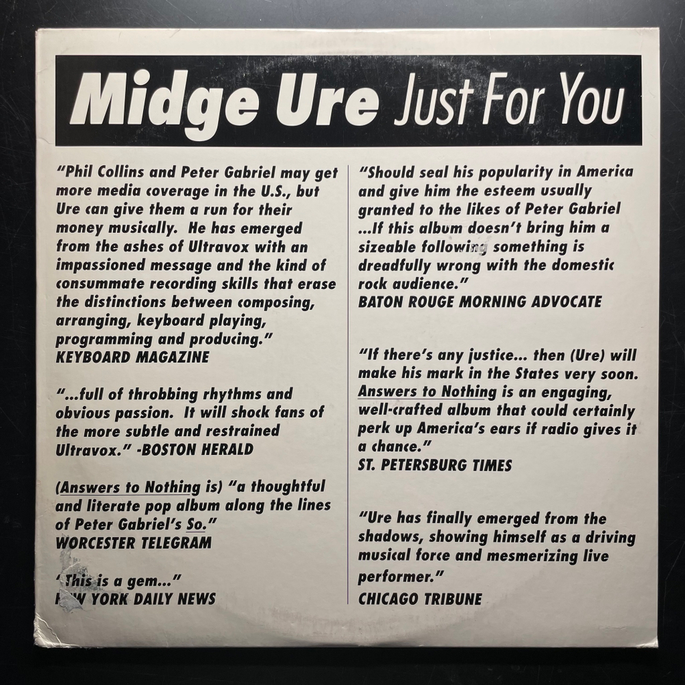 Midge Ure ‎– Just For You (США 1989г.) EP