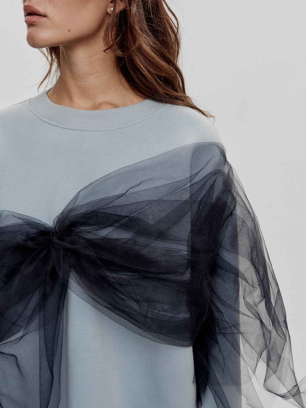 Свитшот oversize с лифом из сетки