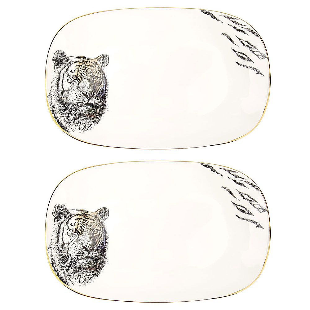 Блюдо сервировочное (с элементами золота) "Саванна/Тигр" 30*19*3см. (min6) (транспортная упаковка)