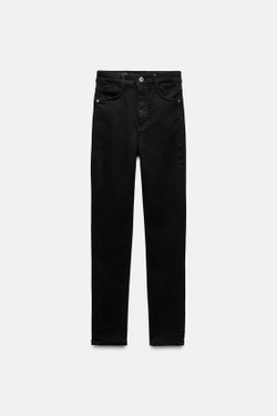 ZARA ДЖИНСЫ С ВЫСОКОЙ ПОСАДКОЙ, ЧЕРНЫЙ