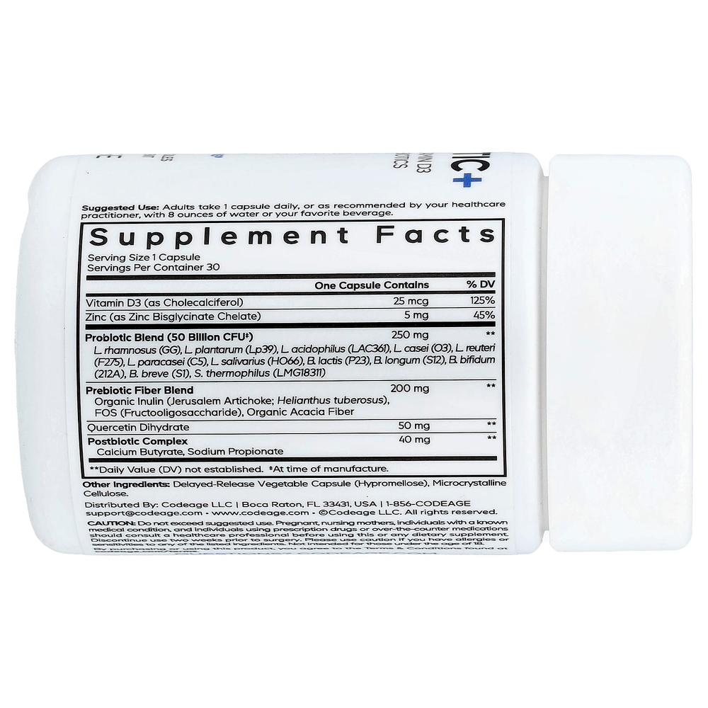 Codeage, Probiotic+, 30 растительных капсул