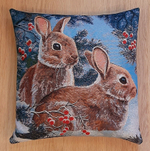 Декоративный гобеленовый чехол для интерьерной подушки Завтрак для Зайчат 47*47