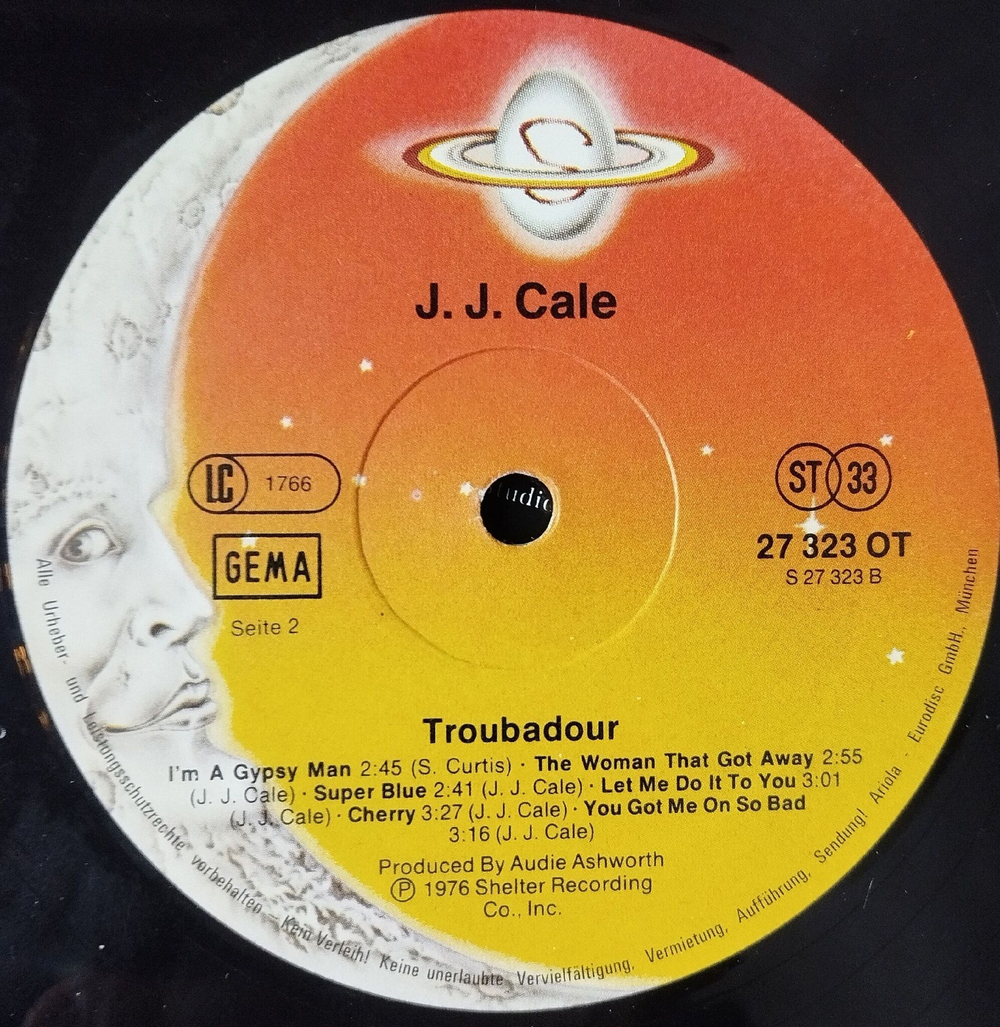 Винтажная виниловая пластинка LP J.J. Cale Troubadour (Germany 1977)