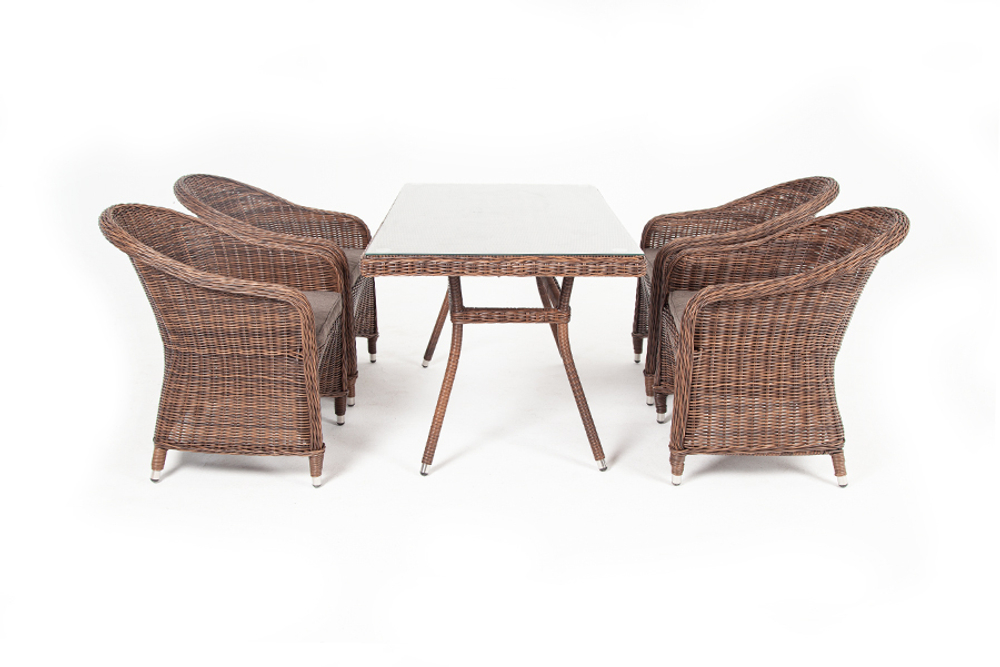 "Латте–140 R" обеденная группа плетеная, цвет коричневый