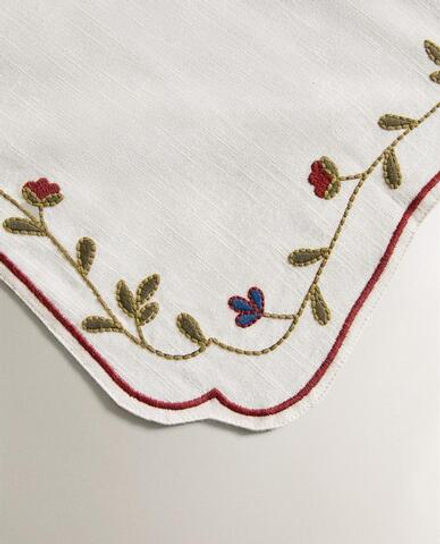 ZARA HOME СЕРВИРОВОЧНАЯ САЛФЕТКА С ЦВЕТОЧНОЙ ВЫШИВКОЙ, ЗЕЛЕНЫЙ