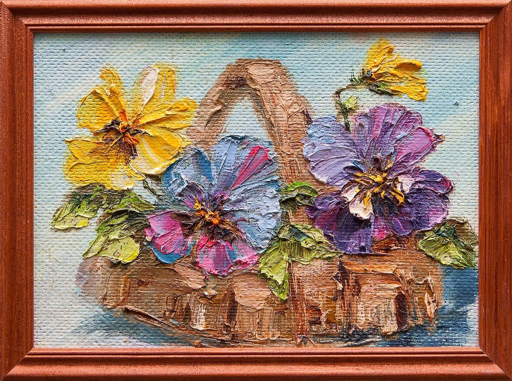 Картина маслом "Виолы" Евсеева