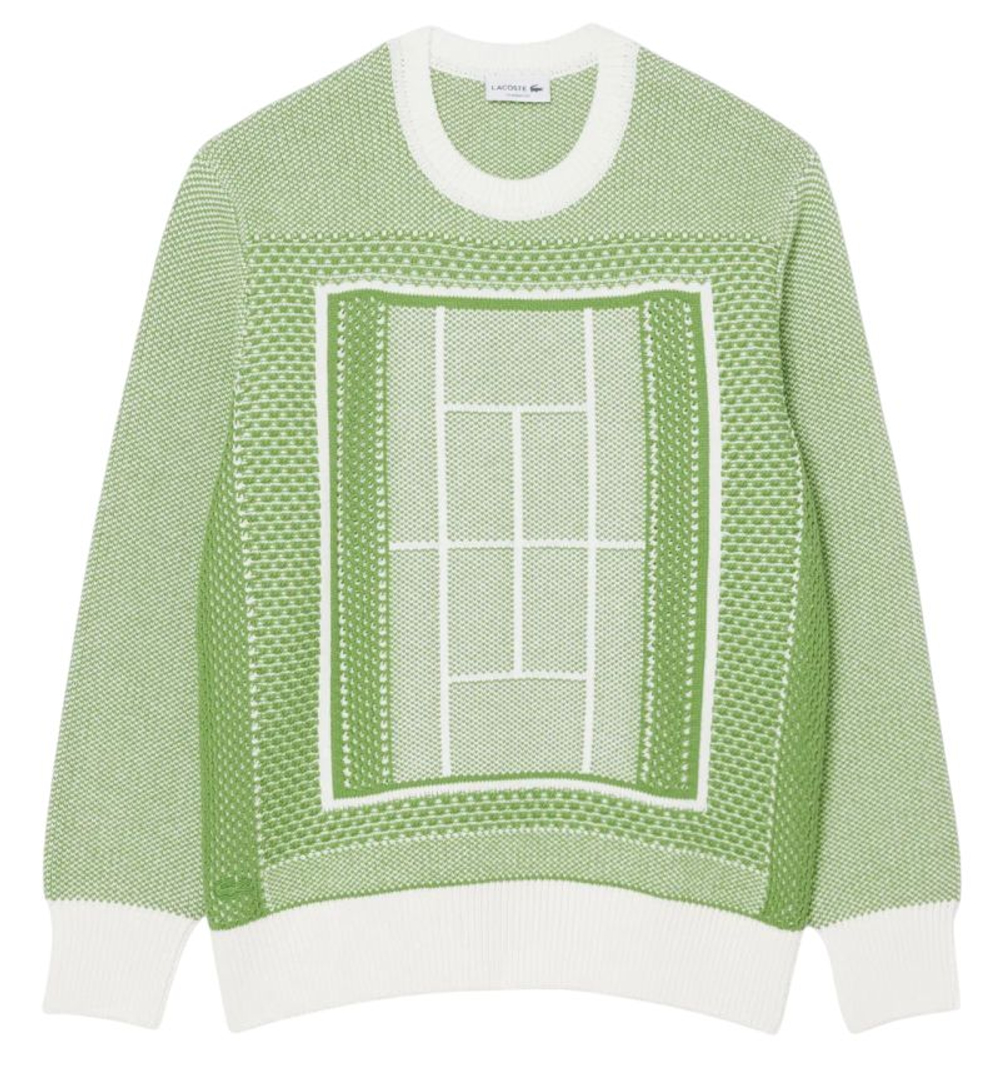 Мужская теннисная кофта Lacoste Court Graphic - green/white