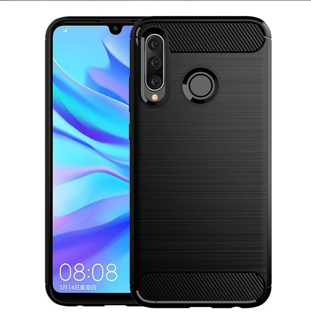 Чехол для Huawei P30 Lite (Nova 4E) цвет Black (черный), серия Carbon от Caseport