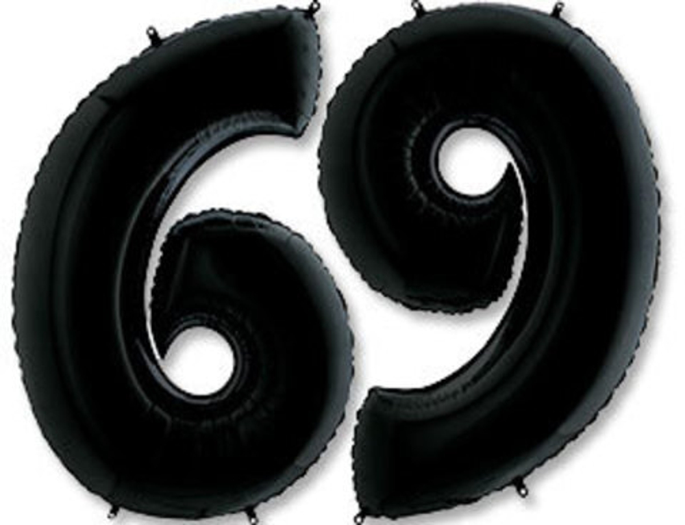 Г 40''/102 см, Цифра Черный (Black) "6/9"(наполнена гелием)
