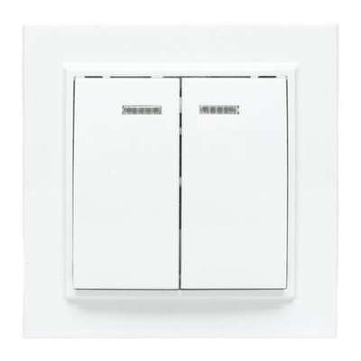 Минск Выключатель 2-клавишный СП с индикатором,10А, белый EKF Basic