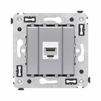 Компьютерная розетка RJ-45 без шторки в стену, кат.6 одинарная, "Avanti", "Закаленная сталь"