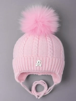Шапка зимняя вязаная с помпоном для девочки