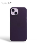 Кожаный чехол Leather Case iPhone 14 PLUS | Dark Cherry Темно-Фиолетовый