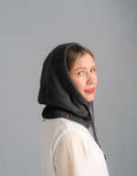 Капор вязаный утепленный (Графит)