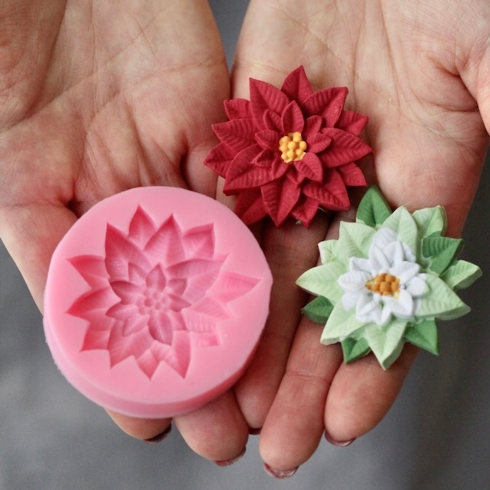 Молд силиконовый «Пуанcеттия (Многолистник)», 6,3×6,3×1,7 см, цвет МИКС