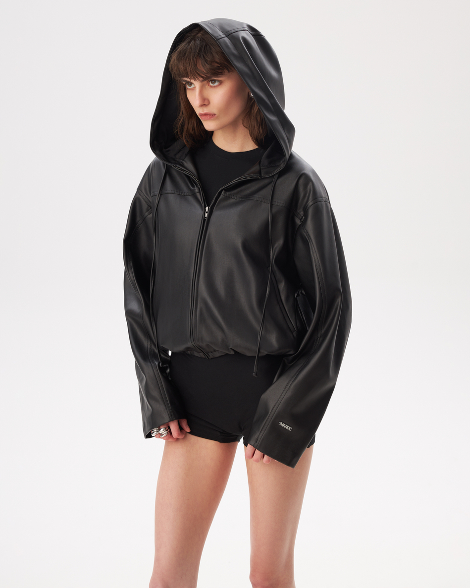 BLACK HOODED JACKET