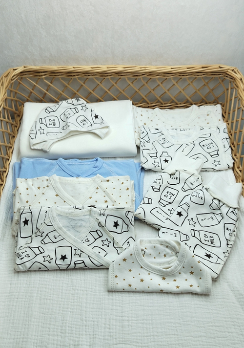 Утепленный комплект 10 в1 «Milk бутылочки » (с дефектом)