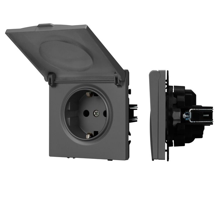 Механизм розетки влагозащищённый SCT-NOBE-MCP-SFPL-GR (230V, 16A) Arlight 054283