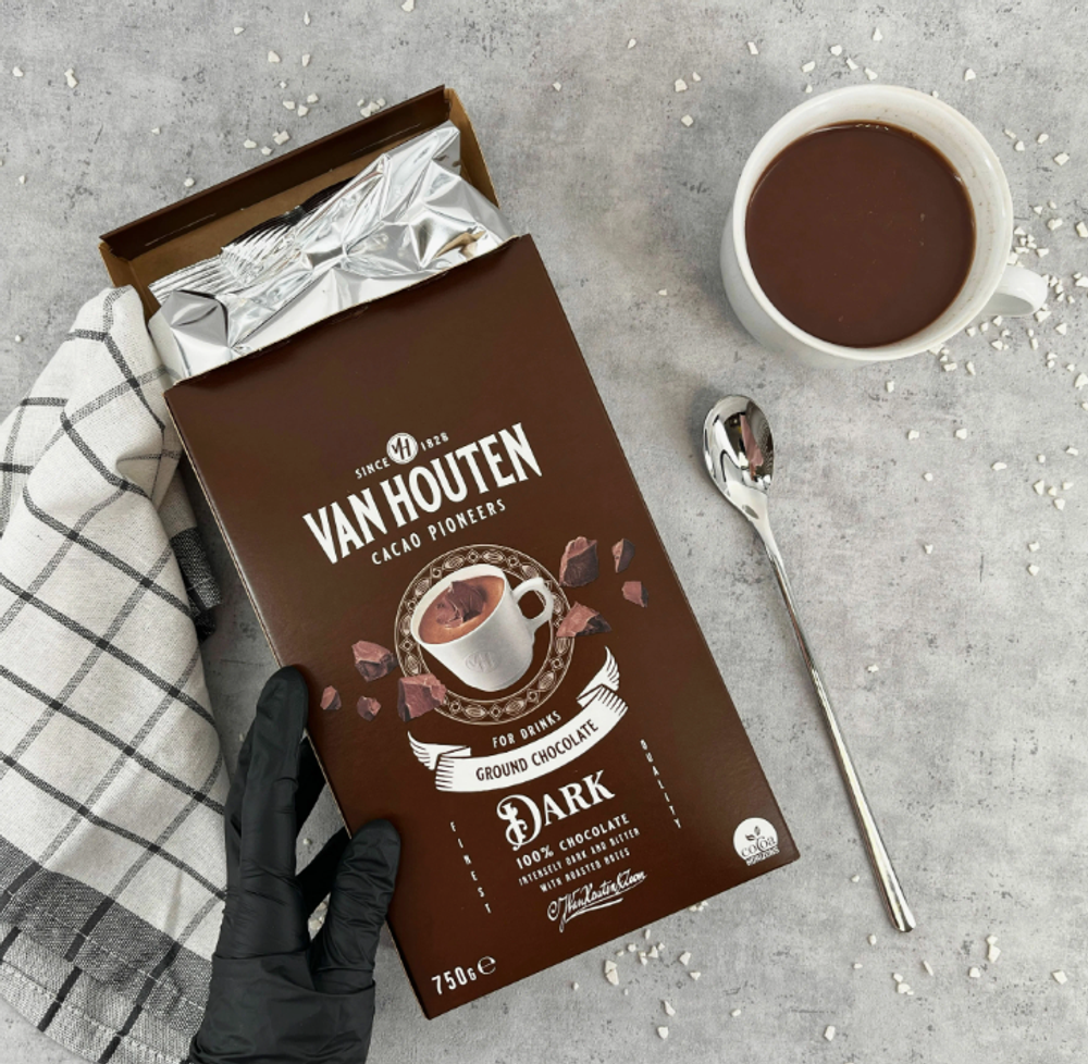 Van Houten Какао-напиток 750г. ТЕМНЫЙ ШОКОЛАД