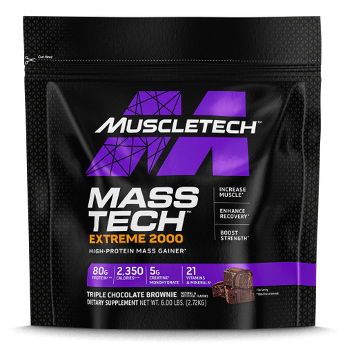 MuscleTech, Mass Tech Extreme 2000, брауни с тройным шоколадом, 2,72 кг (6 фунтов)