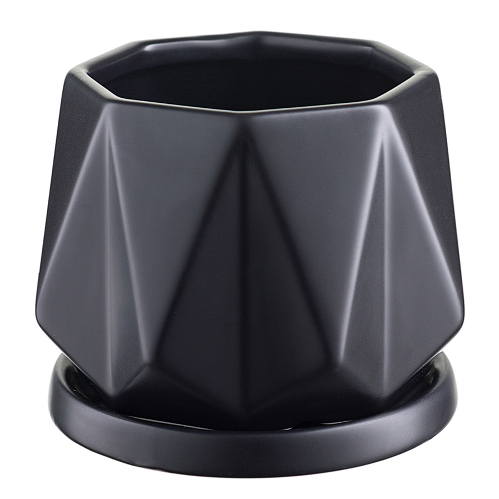 Горшок цветочный rhombus, 12,5 см, матовый черный