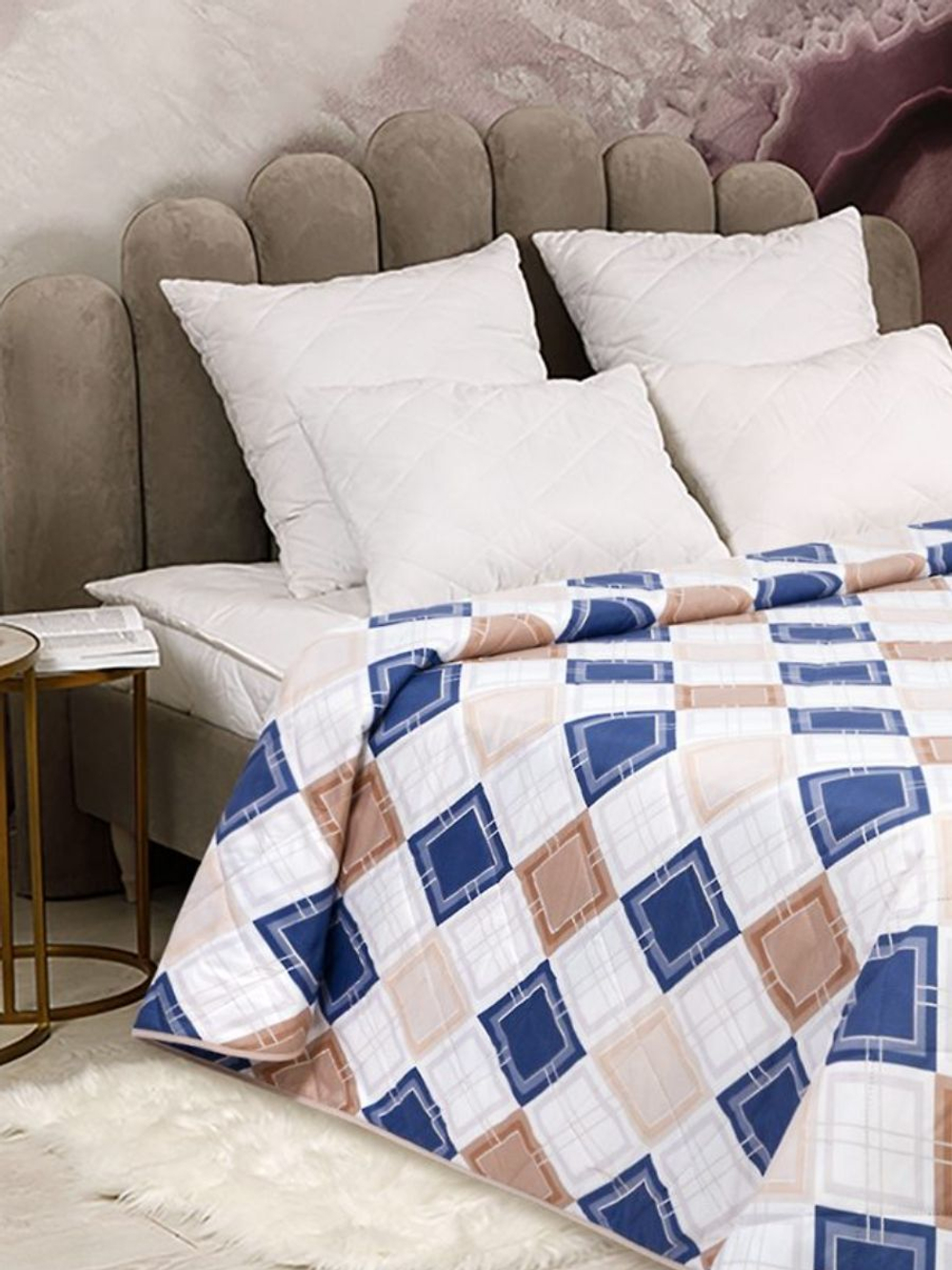 Покрывало на кровать, стеганое, поплин с размерами 215х220