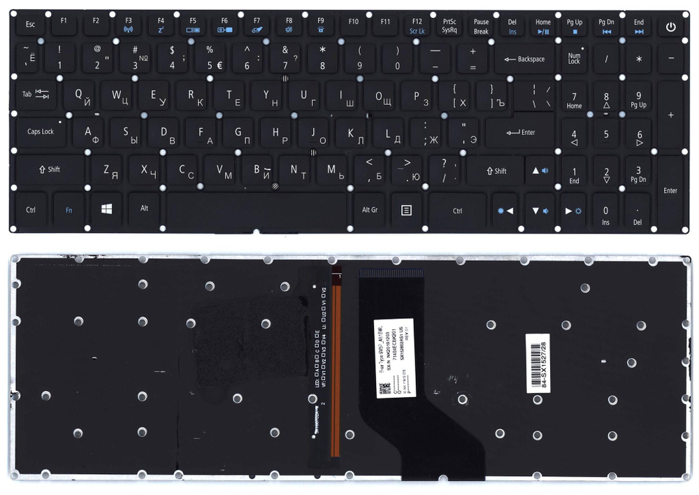 Клавиатура для ноутбука Acer Aspire VN7-593G черная с подсветкой