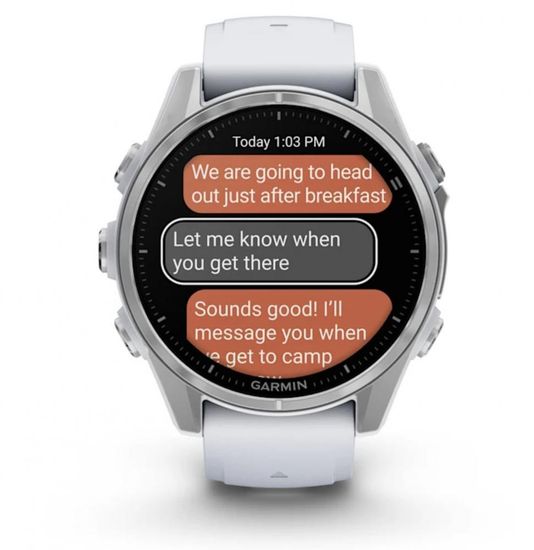 Умные часы Garmin Fenix 8, 43 мм, AMOLED, Silver with White Stone silicone band