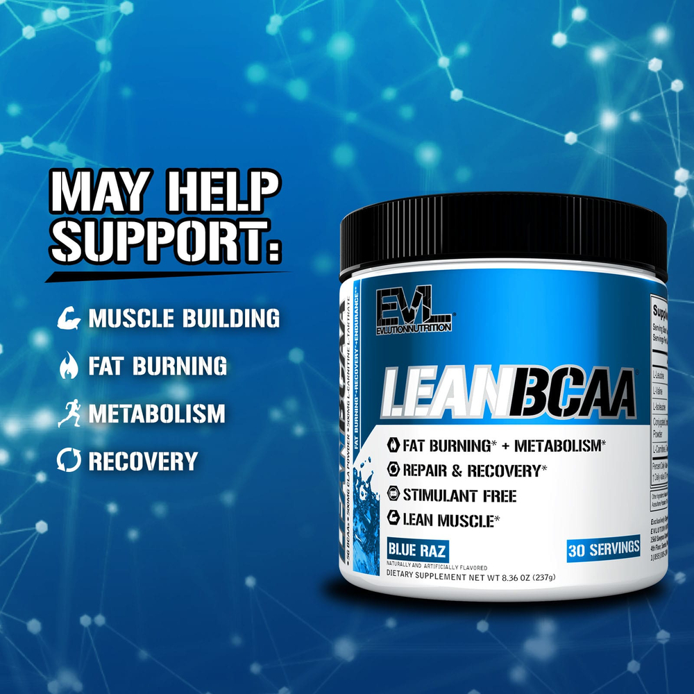EVLution Nutrition, Lean BCAA, Blue Raz, 237 г (8,36 унции)