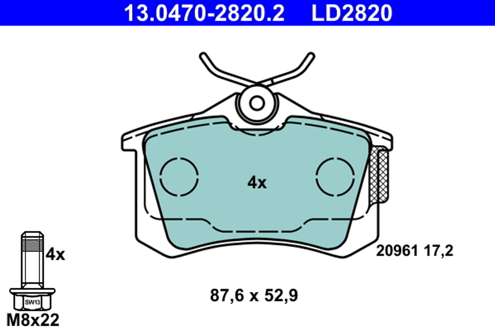 ATE - 13047028202-ATE - Brake Pad Set, disc brake