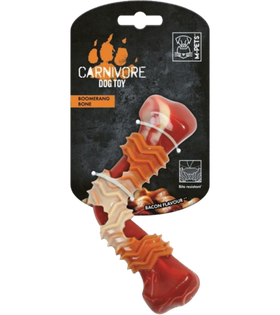 Игрушка для собак Карнивор кость бумеранг, вкус бекона, красная 17.8x9.3x4.1см MPets 10650399