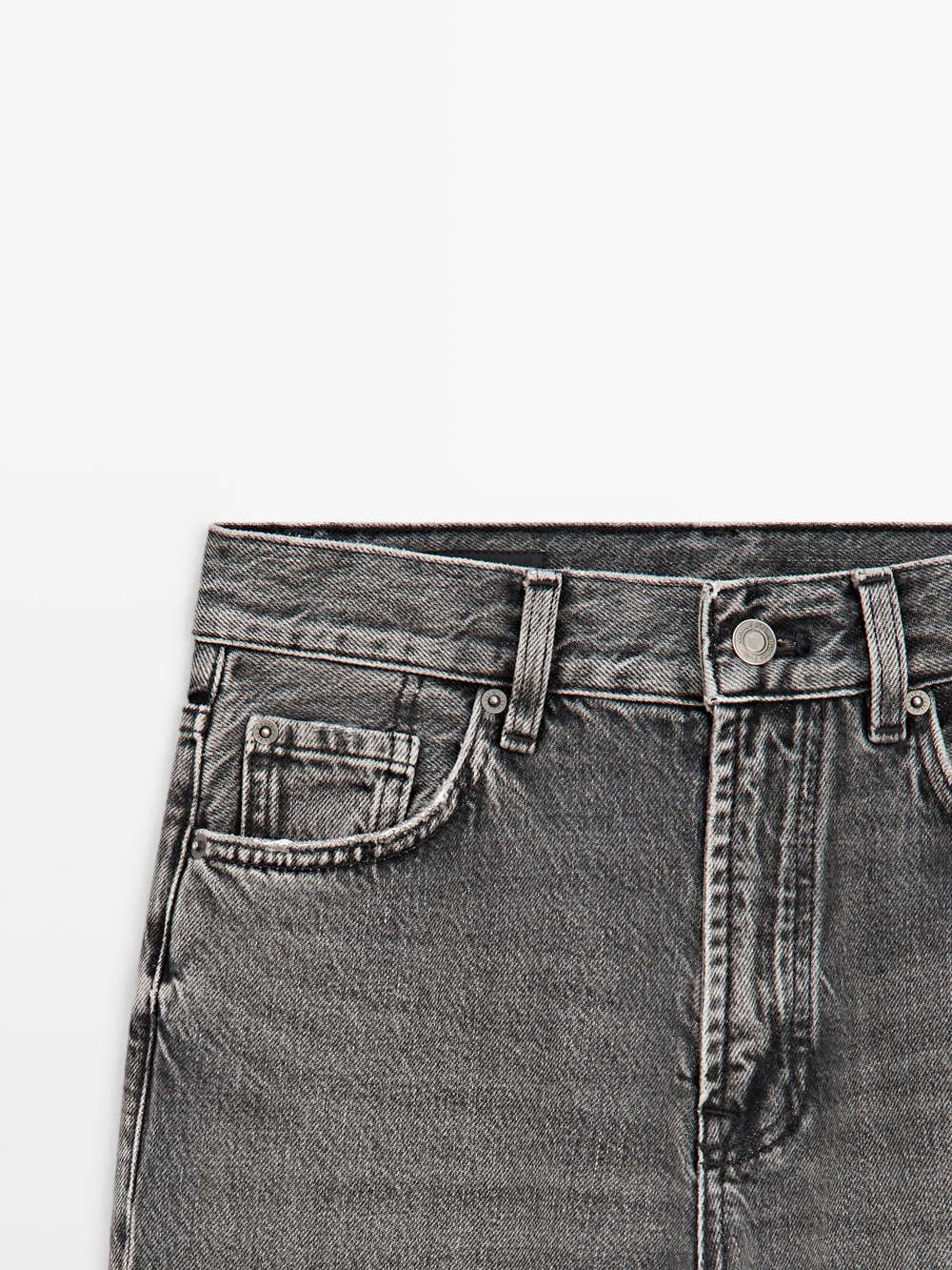 Massimo Dutti Прямые джинсы с высокой талией, угольный