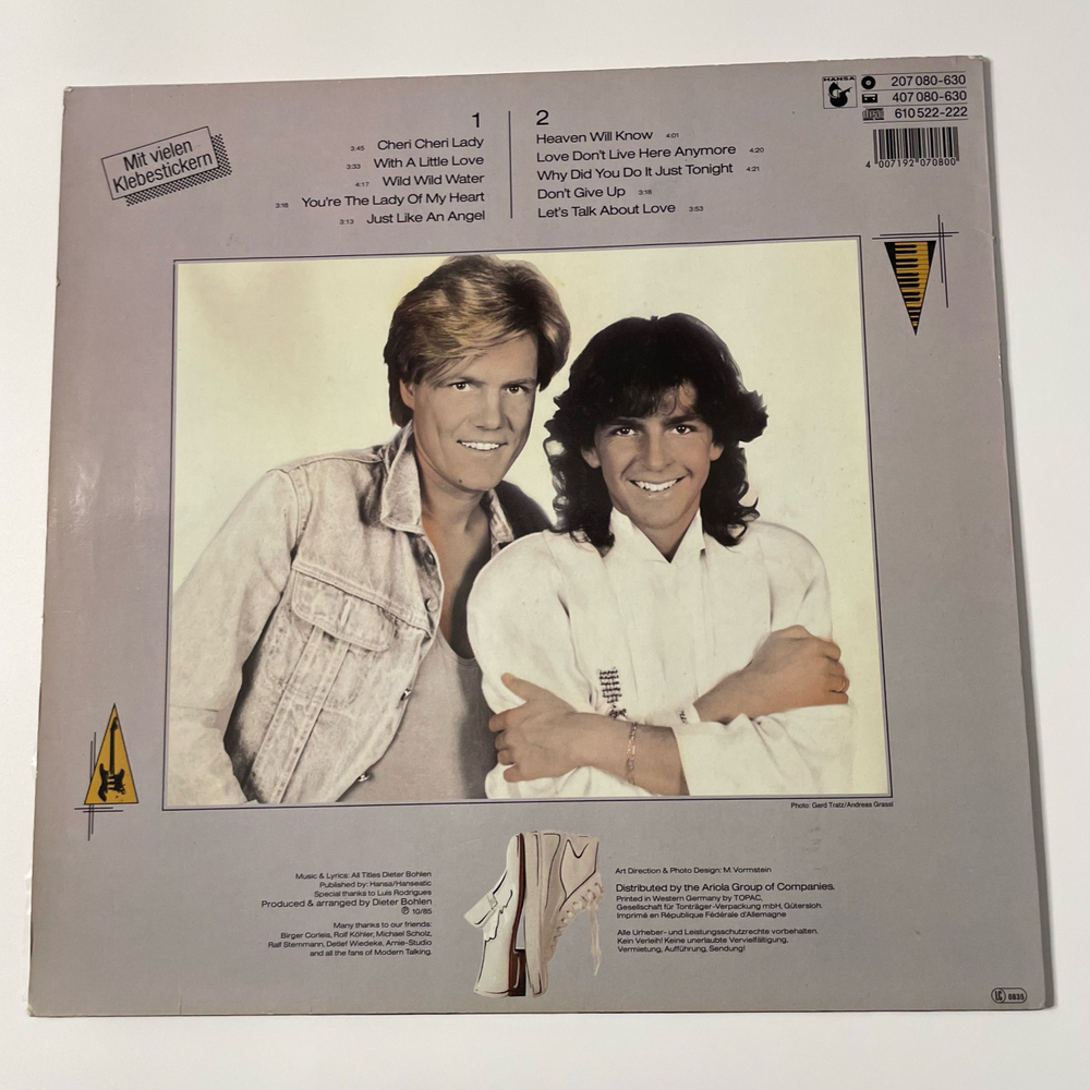 Винтажная виниловая пластинка LP Modern Talking, Let's Talk About Love (The 2nd Album) (Германия 1985)