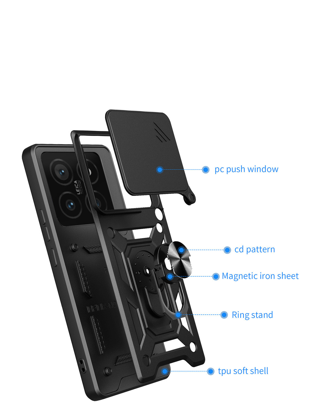 Чехол с кольцом Bumper Case для Xiaomi 14T