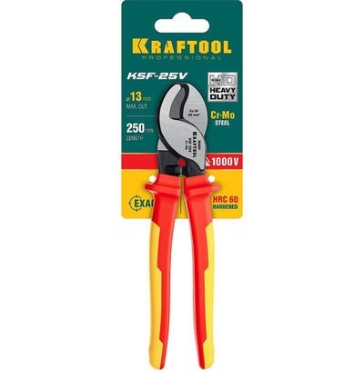 KRAFTOOL KSF-25V, d 13 мм, 250 мм, VDE, 1000 В, усиленный, диэлектрический кабелерез (23334-25V)