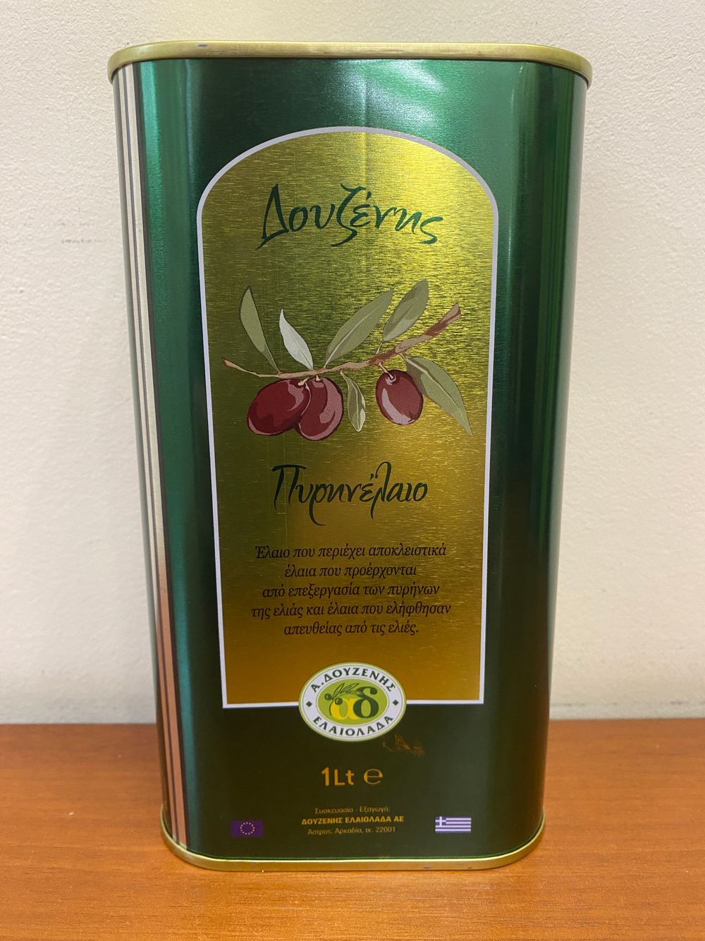 Оливковое масло рафинированное Douzenis 1 л, ж/б, Греция